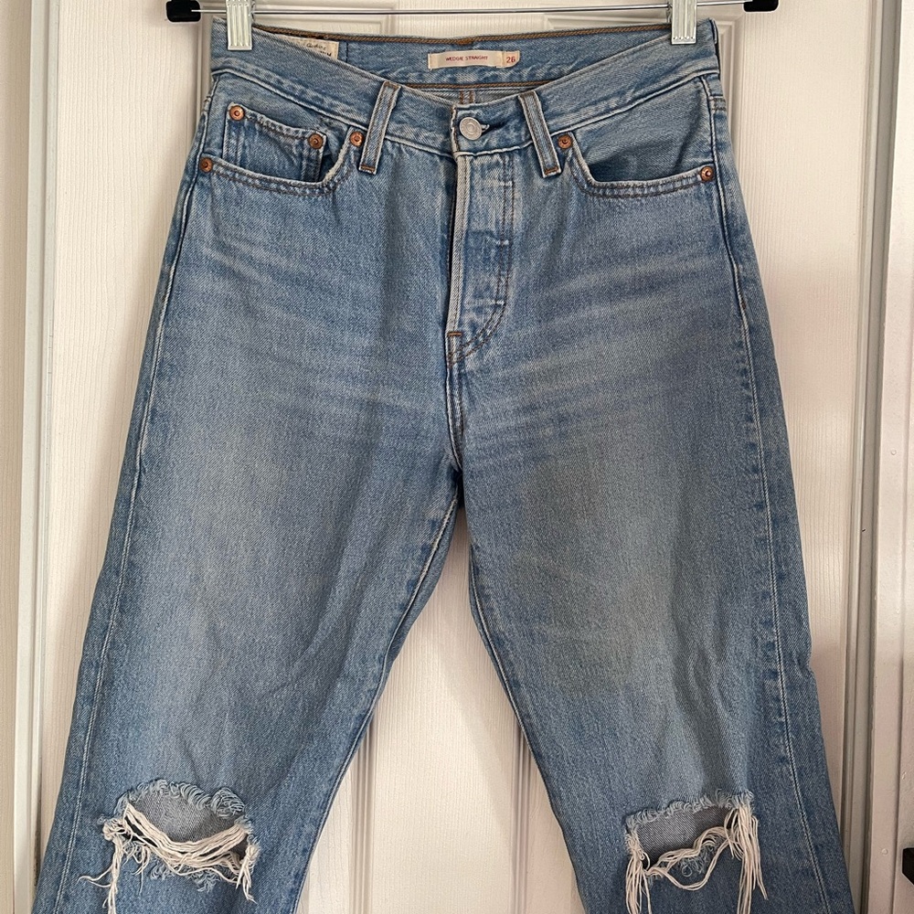 Levis Premium Wedgie Straight Size 26 Light Blue Wash